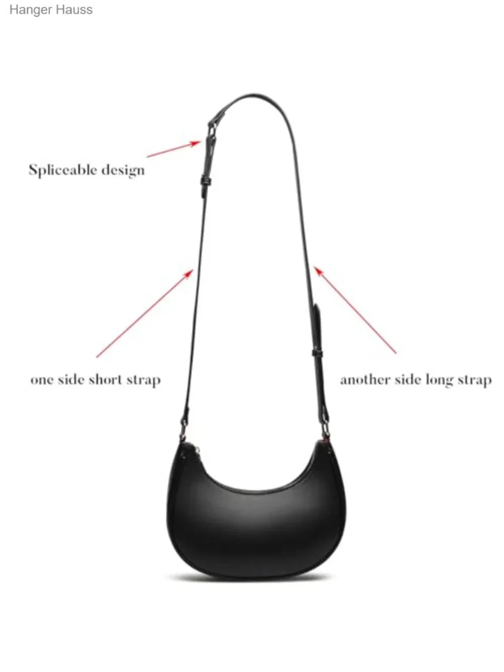 Y2K Crescent Purse Small Shoulder Bag Vegan Leather Convertible Clutch